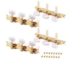 4 Pieces Classical Guitar Tuning Pegs with 16 x Fixing Screws for Classical Guitar, Guitar Tuners Pegs 3L + 3R, Guitar Tuners, Replacement Guitar Parts for Classical Guitar