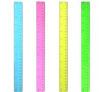 4 Pieces Clear 30cm Sovereign Plastic Direct Rulers Kids Math Supplies for Children School Office Measuring Tools (Multicolor)