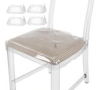 4 Pieces Clear Dining Chair Seat Cushion Covers, S/M/L Transparent Chair Covers, Stain Resistant Waterproof Clear Dining Chair Cushion Protectors, For Chairs Seats- Removable And Reusable