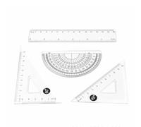 4 Pieces Clear Plastic Math Geometry Tool Ruler Set Includes 6-Inch Straight Ruler & 2pcs Triangle Ruler & Protractor for Office School Student Supplies