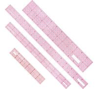 4 Pieces Clear Plastic Ruler Grid Ruler Transparent Ruler Metric Ruler Plastic Straight Measuring Tool Ruler Set for Clothes Design Sewing, 6 Inches, 12 Inch, 15 Inch