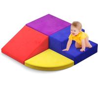 4 Pieces Climb and Crawl Foam Play Set, Educational Software Activity Toys, Baby Soft Climbing Blocks Safe Soft Foam Blocks Indoor Equipment for Kids (suede cover)