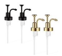 4 Pieces Coffee Syrup Pump, Skinny Syrup Pumps Fit Coffee Syrup Dispenser with 1.3" Dia, Bottle Pumps for Flavored Syrups Multiple Types of Bottles (Gold & Black)