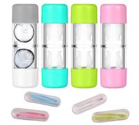4 Pieces Contact Lens Case Travel Set for Hard Lenses, Portable Lens Case Holder for Daily Use, Portable Lens Container with Cleaning Container for Home and Travel, Travel Use, multicoloured,