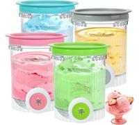4 Pieces Container for Ninja Swirl by CREAMi Ice Maker NC700 Series, Pots Compatible with Ninja Swirl, for Ninja NC701Uk Accessory BPA Free and Dishwasher