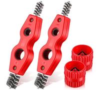 4 Pieces Copper Pipe Cleaner and Reamer Set, Include 2 Pieces Copper Pipe Cleaner and 2 Pieces Reamer, 4 In 1 Pipe Deburring Brush for PVC PPR Copper Brass Aluminum Pipes