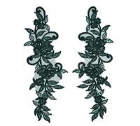 4 Pieces Corded Embroidery Floral Lace Applique Wedding Motif #45A (Green)