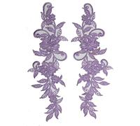 4 Pieces Corded Embroidery Floral Lace Applique Wedding Motif #45A (Lilac)