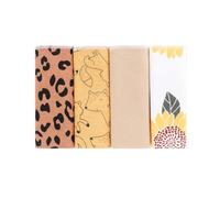 4 Pieces Cotton Infant Square Towel Soft Absorbent Fabric Washcloth Cartoon Print Handkerchie for Daily Use Multi Use Square Towel