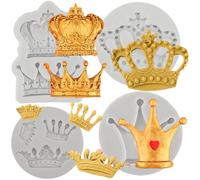 4 Pieces Crown Silicone Fondant Molds, 3D Crown Candy Baking Molds, for Cake Decoration Cupcake Topper Polymer Clay Chocolate Candy Gum Paste