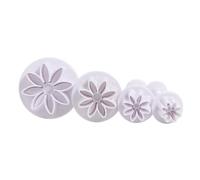 4 Pieces Daisy Flower Fondant Plunger Cutters, DIY Blossom Flower Cake Fondant Mould, Sugarcraft Cake Biscuit Stamps