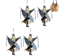 4 Pieces Dancing King Pattern, Handmade Stained Glass Spinner, Vintage Dynamic Light Catcher Decorations, Twirl It Melody Spinners Garden Ornament For Garden Yard, Porch, Window Decoration