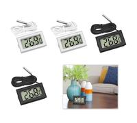 4 Pieces Digital LCD Thermometers, Temperature Monitor with External Probes, Temperature Digital LCD Fridge Thermometer for Refrigerators, Freezers, Aquariums (2x Black 2x White)