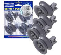 4 Pieces Dishwasher Wheels for Upper Basket Ø31mm Code 00611666 00165313