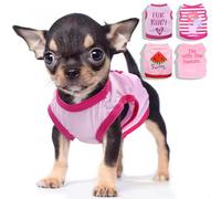 4 Pieces Dog Clothes for Small Dogs Spring Summer Cute Dog Clothes Female Outfit Pet Puppy Shirt for Girls Chihuahua, Yorkie, Teacup, XXS, Pink