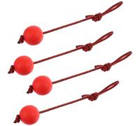 4 Pieces Dog Rope Ball Dog Ball On a Rope, Durable Elastic Solid Rubber Balls Interactive Rubber Balls Chew Toys for Small Medium Large Pet Fetching, Catching, Throwing and Tugging, 6.5 x 33 cm