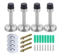 4 Pieces Door Stop, Rubber Door Stop, Stainless Steel Door Top, Rubber Anti-Collision Door Stop, Self-Adhesive Door Stop, Wall Protector Suitable for Home, Office, School (95 * 37mm)