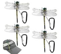 4 Pieces Dragonfly Hat Clip - PVC Fake Simulation Realistic Artificial Dragonfly Figure Model | For Outdoor Garden Farm Gardening Patio Decoration