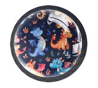 4 Pieces Drawer Knobs, Cartoon Dragon Kitchen Cabinet Knobs, 35mm Dresser Knobs Drawer Pulls Black Cabinet Hardware for Dresser Drawers Closet Wardrobe Cupboard