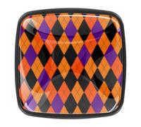 4 Pieces Drawer Knobs Orange Purple and Black Halloween Argyle Pattern 30mm Black Base Dresser Knobs Closet Door Cabinet Hardware Handles Pulls for Kitchen Bedroom Cupboard