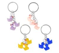 4 Pieces Duck Keychain, Cute Animal Keychain, Mini Resin Keychain, Simple Cartoon Keychain
