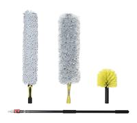 4-Pieces Extendable Feather Duster with Aluminium Telescopic Pole 54" -138"