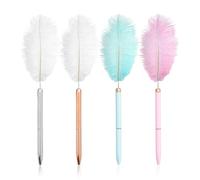 4 Pieces Feather Ballpoint Pen, Creative Ballpoint Pen, Retro Ballpoint Pen, Gift Stationery Pen, Writing Tools.