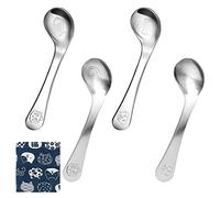 4 Pieces Feeding Training Spoon, Stainless Steel Baby Spoon Angled Baby Utensils Spoon Self-Feeding Spoon for Baby Children Learning to Eat (13x3.8cm）