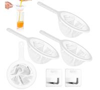 4 Pieces Fine Sieve Kitchen Strainer Filter, Nylon Sieve Fine, 100/200/300/400 Mesh Fine Mesh Hair Sieve Kitchen Mesh Strainer with Handle, Ultra Fine Funnel Filter Hand Strainer for Juice Milk Coffee