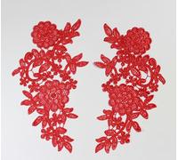 4 Pieces Floral lace Applique sew on Guipure lace Motif #5 (Red)