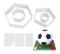 4 Pieces Football Cookie Cutters, 3 Pieces Cake Scrapers, Patterned Dessert Making Tools, Football Cookie Molds, Cake Football Printing Molds, Cake Baking Mold Box (White)