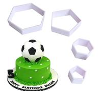 4 Pieces Football Pattern Cookie Cutters,Hexagon Cookie Cutter, Soccer DIY Fondant molds Cutters Soccer World Cup Sugar Craft Moulds Cake Desserts Decorating Tools