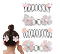 4 Pieces Fringe Hair Comb Clips, Flower French Side Combs, Children's Hair Tidying Tool, Side Combs Strong Hold Hairpins Accessories, Adorable Decorative Fixer Comb for Bun Styling Girls Women