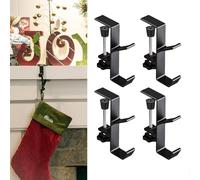 4 Pieces Garland Hanger - Adjustable Heavy Duty Garland Hanger,Fireplace Stocking and Garland Hanger,Metal Double Hooks Fireplace Stocking Holders,Mantel Stocking Hooks for Christmas Home Decoration