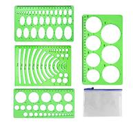 4 Pieces Geometric Drawings Templates Stencils Plastic Measuring Template Rulers Clear Green Shape Template For Drawing Engineering Drafting Building School Office Supplies