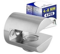 4 Pieces Glass Shelf Brackets for Shelves with a Thickness of 4-8 mm | Glass Shelf Supports Made of Zinc and Aluminium Alloy - Gray Colour - Warranty 10 Years - MONTERAL
