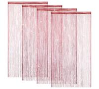 4 Pieces Glitter String Curtains Doorway Beads Curtains, 39 x 79 Inch Hanging Fringe Hippie Room Divider Door String Curtain Boho Doors Tassel for Doorways, Windows, Closet, Privacy Decor (Red)