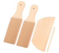 4 Pieces Gnocchi Noodle Making Tool, 2xWooden Gnocchi Board with Dough Cutter Rolling Pin Designed with Ridges Homemade Kitchen Gift for Baking Lovers