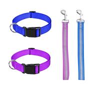 4 Pieces Goat Lead and Goat Collars Set, Nylon 11 inch Goat Lead with Reflective Strip Design and Nylon Goat Collar for Small Farm Animal Goat Cow Horse Sheep (Blue)