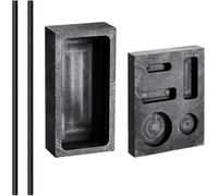 4 Pieces Graphite Ingot Mold Stir Rod Stick Set, 1 KG Ingot Crucible Mould, 5-in-1 Graphite Casting Coin Combo Metal Refining Scrap Mold, 2 Stir Rod Stick for Melting
