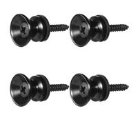 4 Pieces Guitar Strap Knobs, Black Guitar Strap Clasps, Mental Strap Buttons with Screw and Rubber Blocks, Non-Slip for Electric Guitar, Acoustic Guitar, Bass, Ukulele