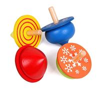 4 Pieces Gyro Classic Childrenhood Game Toy Spinning Top for Boys Girls Colorful Printing Wooden Gyro Spinning Top Toy Fashion Processed