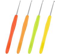 4 Pieces Hair Needles Crochet Hooks Precision Metal Needles Crochet Knitting Needles with Soft Handles, 1 mm, 1.25 mm, 1.5 mm, 1.75 mm, 4 Colors