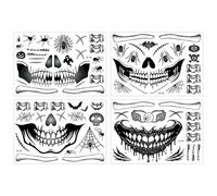 4 Pieces Halloween Scary Mouth Face Stickers - Eye Mouth Stickers, Skeleton Mouth Tato | Face Stickers for Music Festival Holiday Party, Rhinestone Face Stickers for Halloween, W