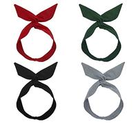 4 Pieces Headband with Bow, Vintage, Women's Headband, Women's Headband, Bow Hair Band, Wire Retro Headband, Hair Band with Wire, Plain Hair Band, Rockabilly Women's Wire, Bendable Headband