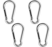 4 Pieces Heavy Duty 304 Stainless Steel Small Carabiner Clips - 2.36 inch, 100kg Load Capacity- M6 Quick Spring Snap Hooks for Bag Pack, Hammock, Keyring, Fishing & Camping