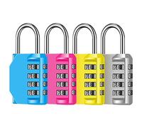 4 Pieces Heavy Duty Weatherproof Combination Locks - 4 Digit Padlocks for Gym, School, Sheds & Fence Gates (Blue, Yellow, Silver, Pink)