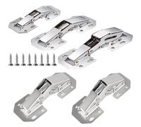 4 Pieces Hidden Cabinet Hinges with 32 Stainless Steel Screws, 90 Degree Hidden, Suitable for All Kinds of Wooden Box Doors, Easy to Install Small 4pcs