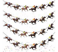 4 Pieces Horse Racing Banne, Horse Racing Bunting Banner Event Party Decorations,Streamer Kentucky Horse Derby Garland Banner,Flag Flower Decor Ornament Garland Streamer Paper Baby Shower Props Pet