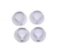 4 Pieces Hot Air Balloon Biscuit Cutters Plunger Cutter Cookie Stamps Fondant Molds White Embossing Spring Mold